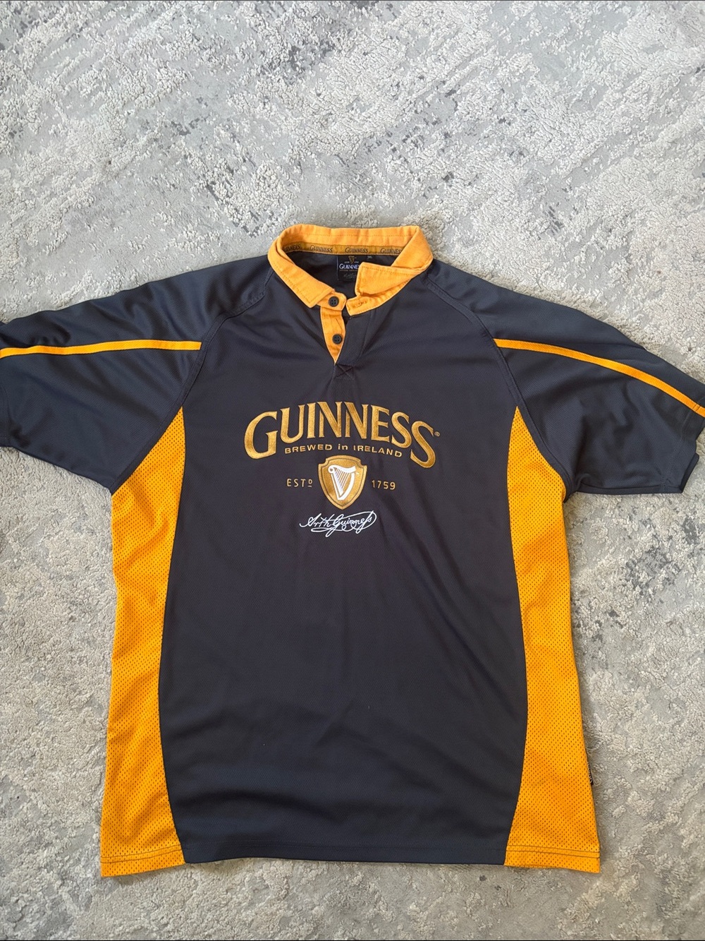 Guinness Black and Gold Rugby-Style Polo Shirt